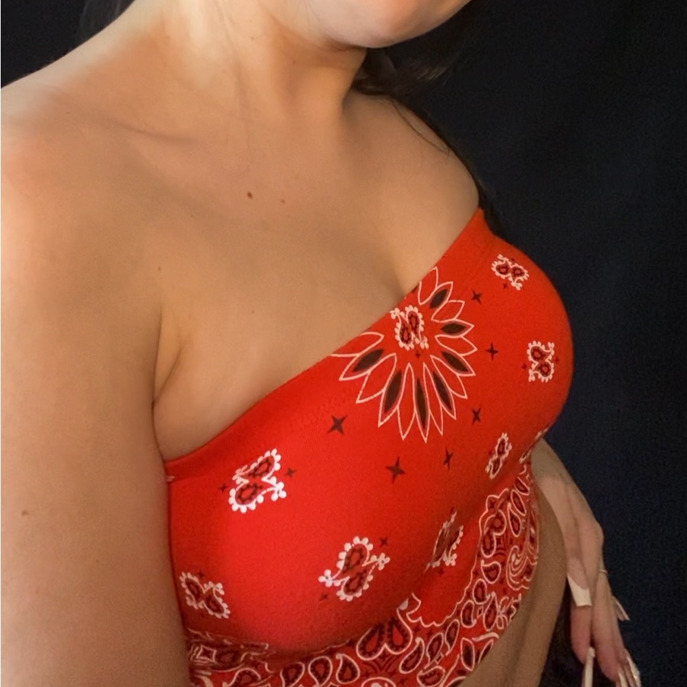 red paisley crop tube top